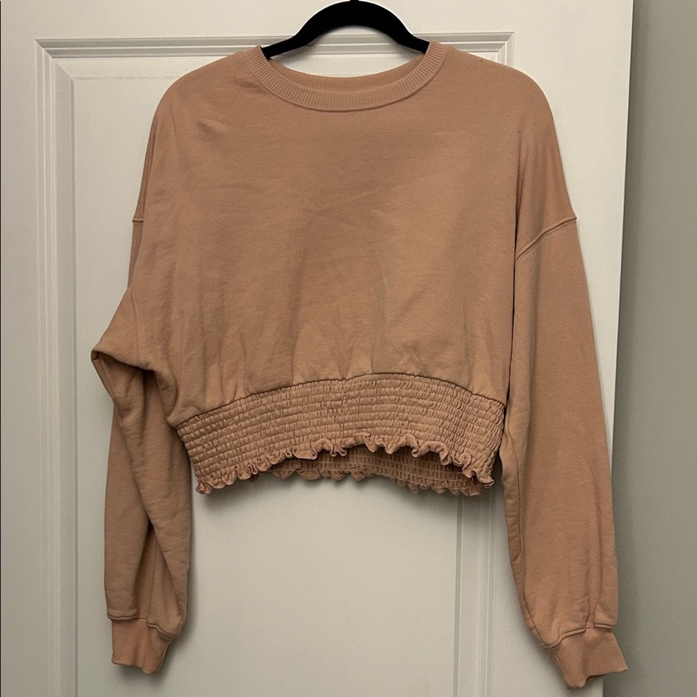 H&M Tan Cropped Sweatshirt